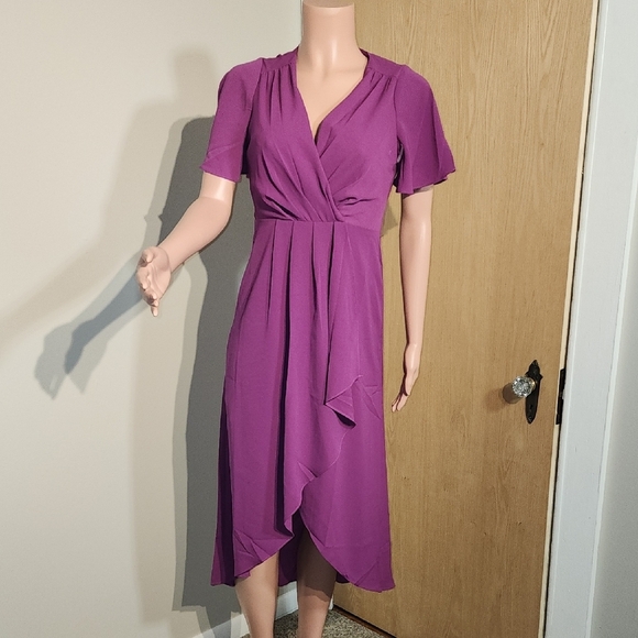 Maggy London Vibrant Purple Midi Dress - Picture 4 of 12